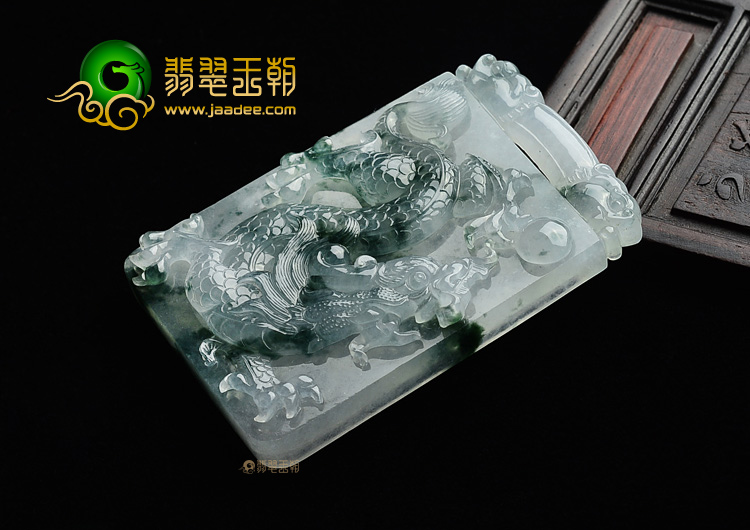 (超值推荐)冰种飘花龙凤牌挂件