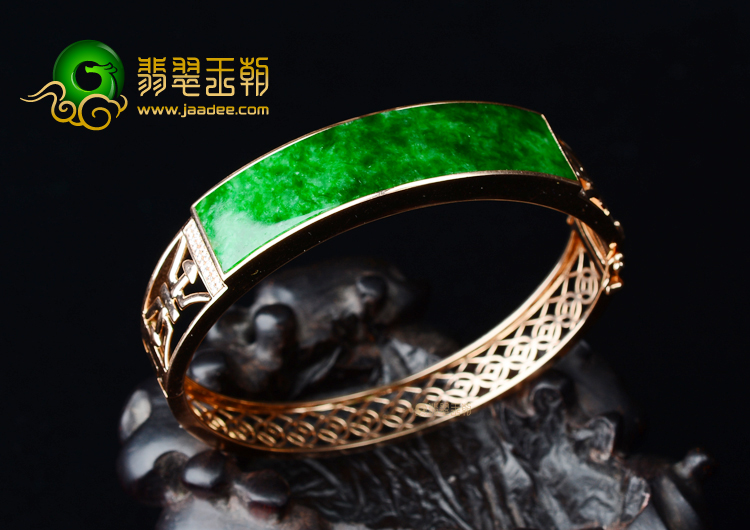 (超值推荐)冰种花青镶玫瑰金钻石贵妃镯（57mm-47.2mm）