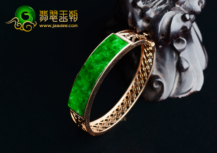 (超值推荐)冰种花青镶玫瑰金钻石贵妃镯（57mm-47.2mm）