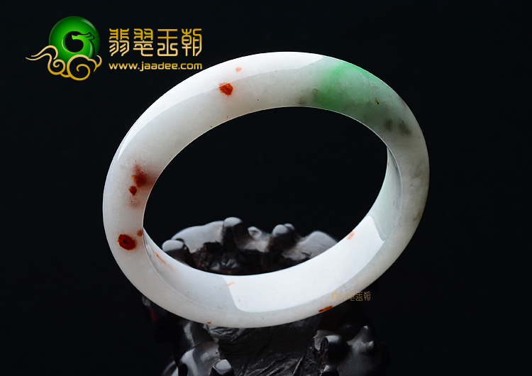 (超值推荐)糯冰种白底青飘红翡手镯(59.3mm)