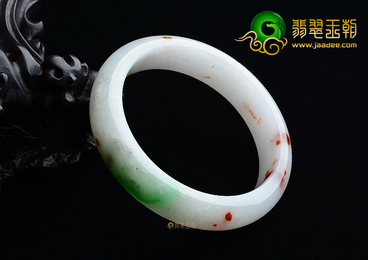 (超值推荐)糯冰种白底青飘红翡手镯(59.3mm)
