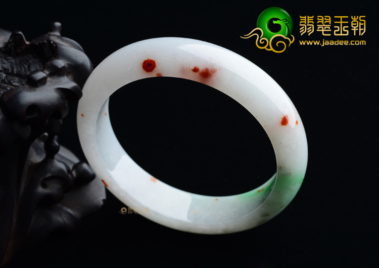 (超值推荐)糯冰种白底青飘红翡手镯(59.3mm)