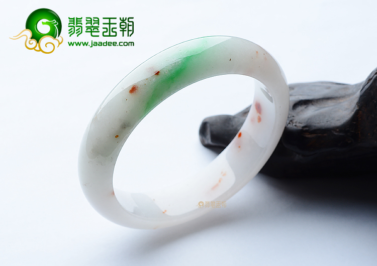 (超值推荐)糯冰种白底青飘红翡手镯(59.3mm)