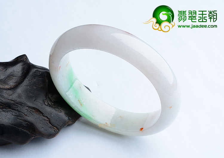 (超值推荐)糯冰种白底青飘红翡手镯(59.3mm)