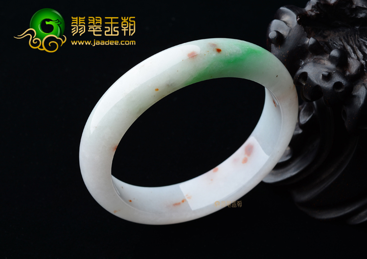 (超值推荐)糯冰种白底青飘红翡手镯(59.3mm)