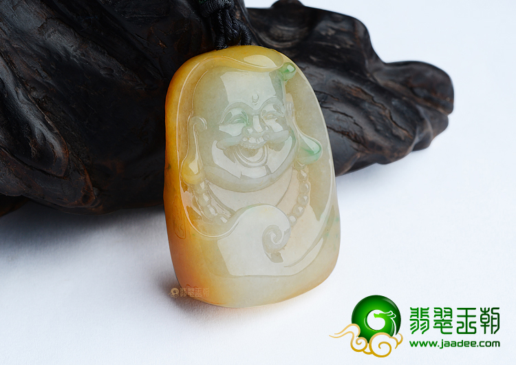 (成本清仓)糯冰种黄翡略飘翠笑佛挂件