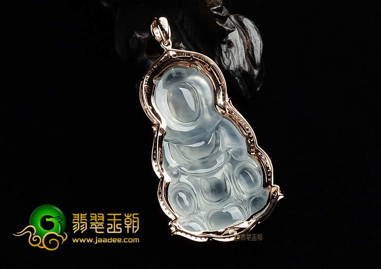 (超值推荐)冰种淡晴水镶玫瑰金观音胸坠(真钻)