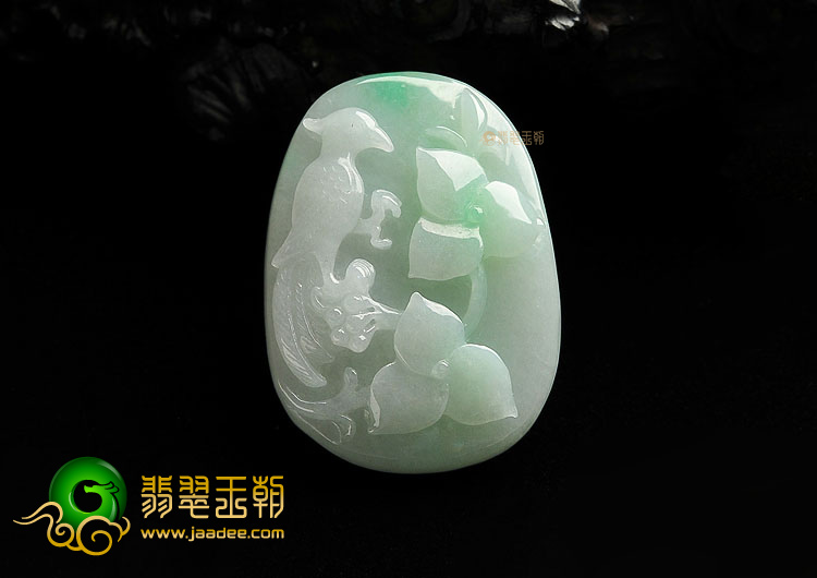 糯冰种飘翠鸟语花香挂件