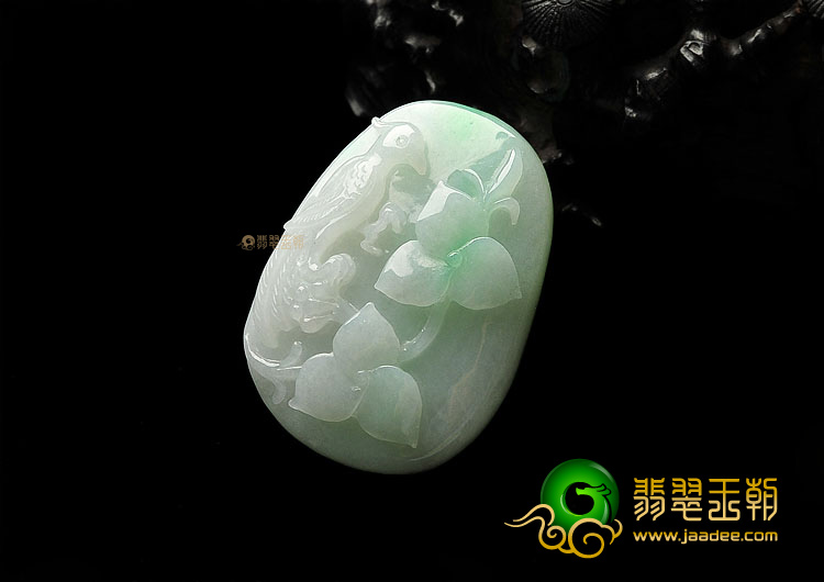 糯冰种飘翠鸟语花香挂件