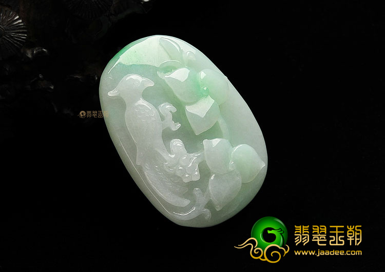 糯冰种飘翠鸟语花香挂件