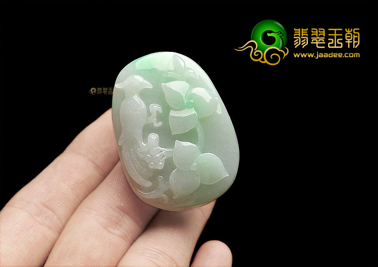 糯冰种飘翠鸟语花香挂件