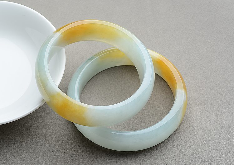 (超值推荐)糯冰种晴水黄翡手镯(59.8mm/60.5mm)(一对)