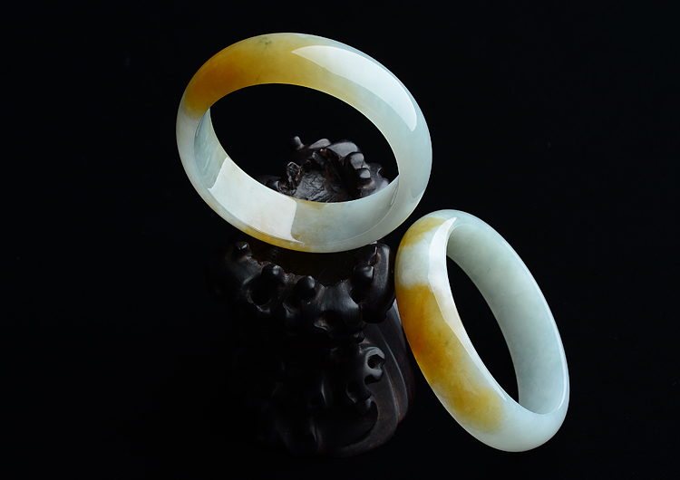 (超值推荐)糯冰种晴水黄翡手镯(59.8mm/60.5mm)(一对)