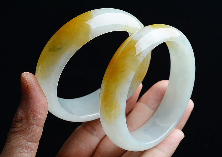 (超值推荐)糯冰种晴水黄翡手镯(59.8mm/60.5mm)(一对)
