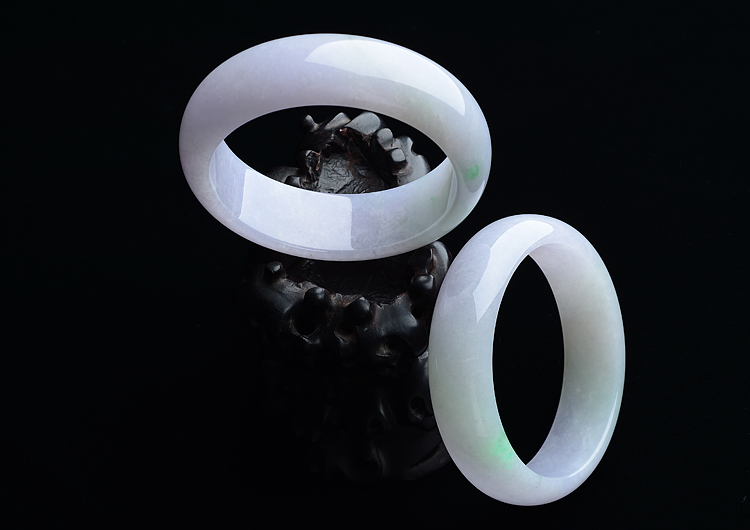 (超值推荐)糯冰种春带彩手镯(59.3mm/59.3mm)(一对)
