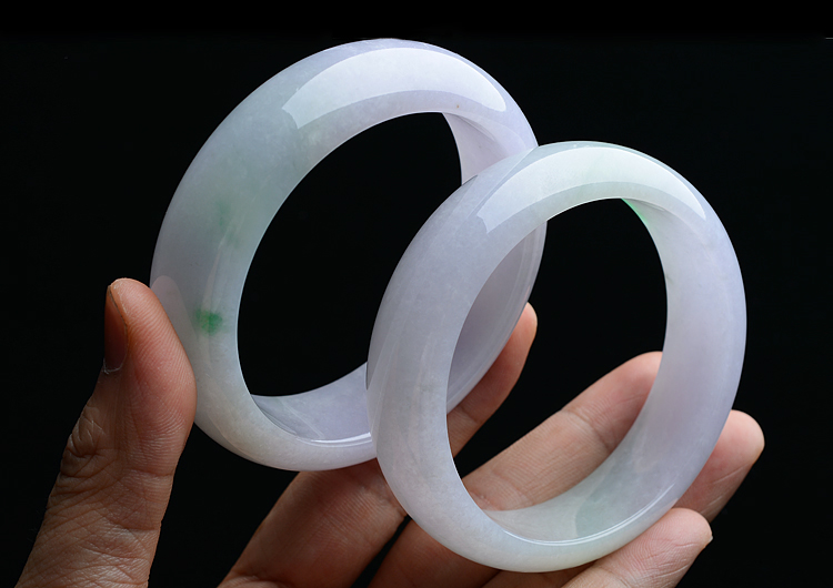 (超值推荐)糯冰种春带彩手镯(59.3mm/59.3mm)(一对)