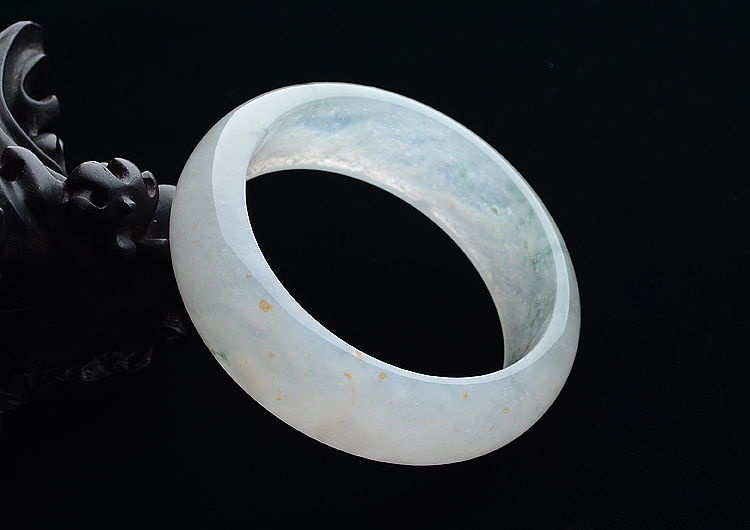 冰种飘花略带黄翡手镯（59mm）
