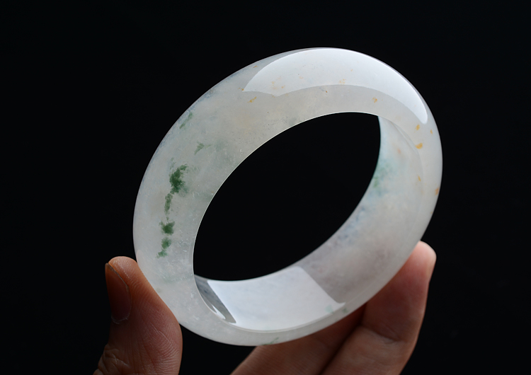 冰种飘花略带黄翡手镯（59mm）