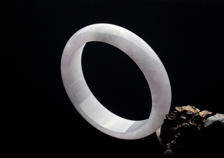 糯冰种淡紫罗兰手镯(56.4mm)