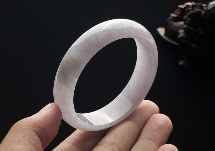 糯冰种淡紫罗兰手镯(56.4mm)