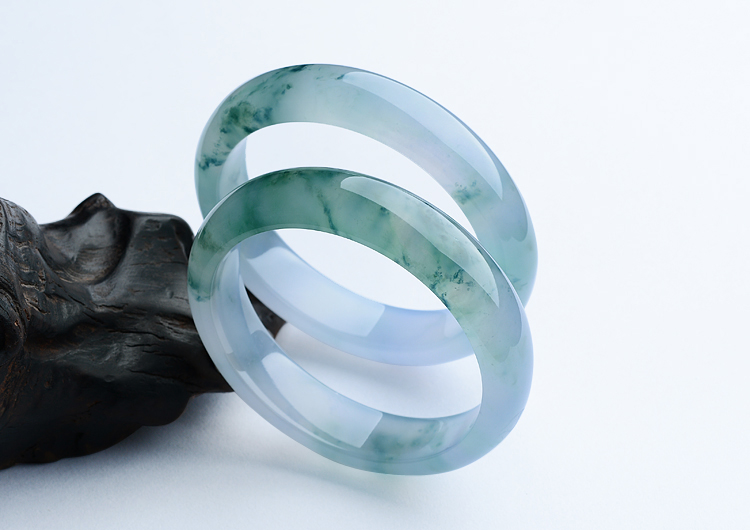 （超值推荐）冰种飘兰花手镯（55.3mm/56mm）（一对）