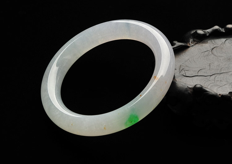 (超值推荐)冰种春带彩圆条手镯(57mm)