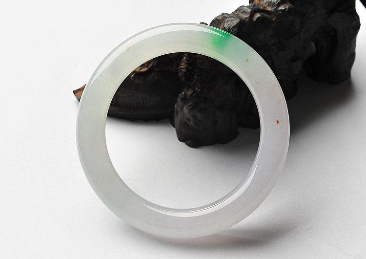 (超值推荐)冰种春带彩圆条手镯(57mm)