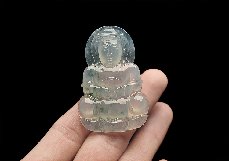 冰种飘花观音挂件