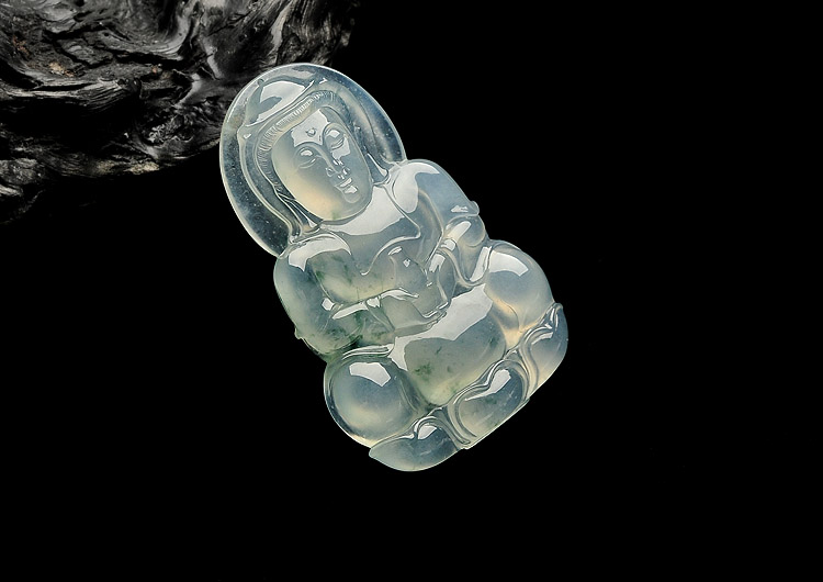 冰种飘花观音挂件