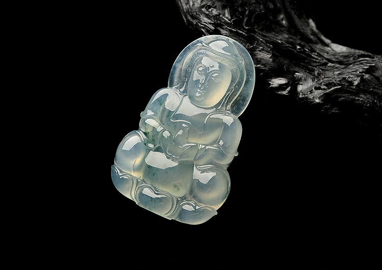 冰种飘花观音挂件