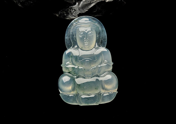 冰种飘花观音挂件