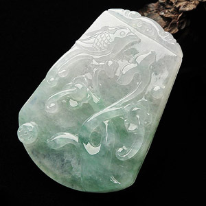 糯冰种淡晴水飘花富贵如意挂件