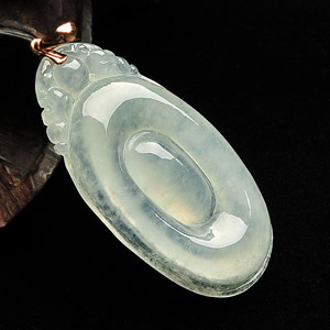 冰种淡晴水镶玫瑰金金扣福在眼前挂件