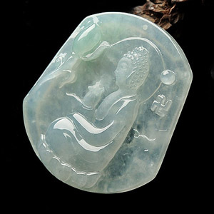 冰种淡晴水心莲花开挂件