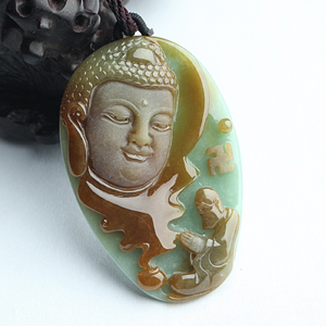 (超值推荐)糯冰种晴水褐黄翡参禅挂件