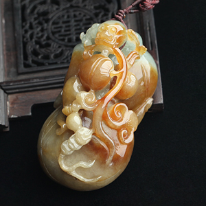 (超值推荐)糯冰种褐黄翡如意寿手玩件