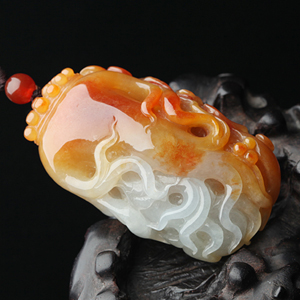 (超值推荐)糯冰种红黄翡人生如意挂件