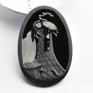 冰玻种墨翠雨巷挂件