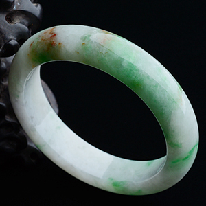 糯冰种飘翠带黄翡手镯（53.3mm）