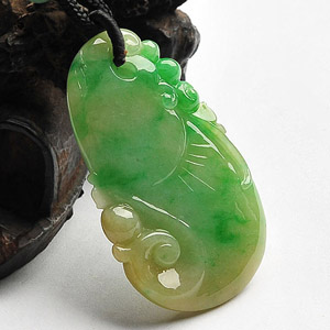 糯冰种黄加绿如意挂件