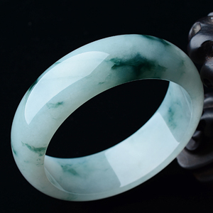 (超值推荐)糯冰种飘墨蓝花手镯（57.6mm）