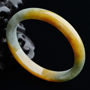 (超值推荐)糯冰种晴水黄翡手镯（53.5mm）