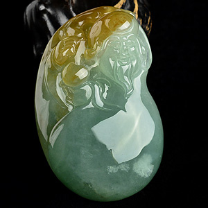 (超值推荐)糯冰种晴水褐黄翡寿星挂件