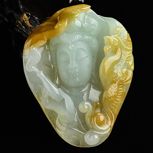 (超值推荐)糯冰种黄翡凤凰观音挂件
