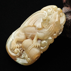 (超值推荐)糯冰种褐黄翡飞龙挂件