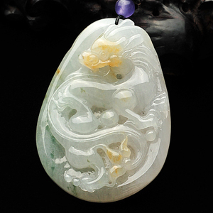 (超值推荐)糯冰种飘花龙牌挂件