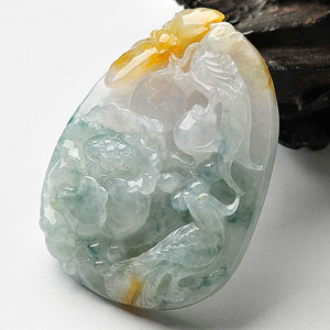 糯冰种三彩花开富贵挂件