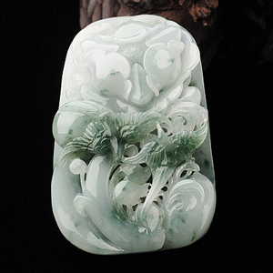 糯冰种飘花花开富贵挂件