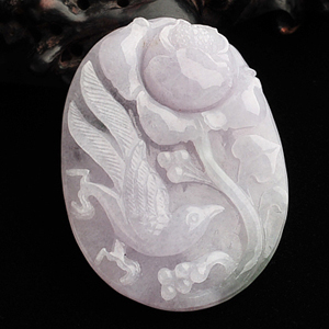 糯冰种淡紫罗兰富贵花开挂件