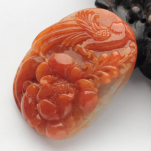 糯冰种红黄翡富贵花开挂件